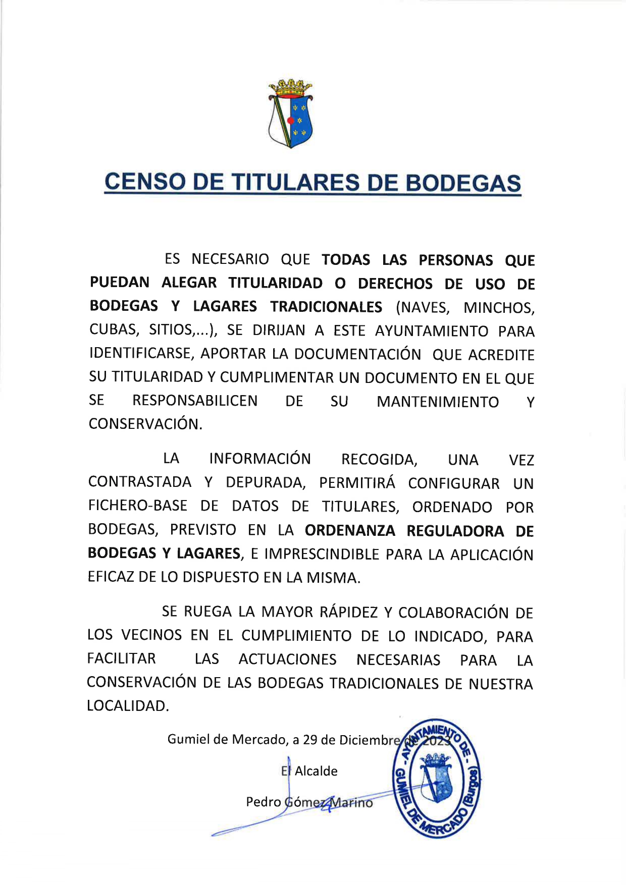 CENSO DE TITULARES DE BODEGAS